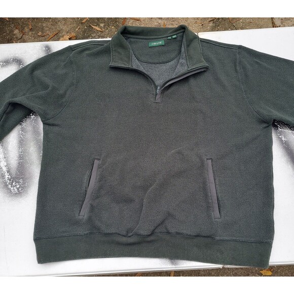 Orvis Quarter Zip Shirt Olive Green - Picture 3 of 11